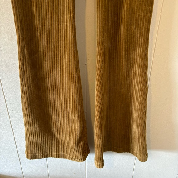Aerie Small Groove On Ribbed Velour Flare Pants Gold/Copper Bellbottom Boho Soft - Picture 5 of 12